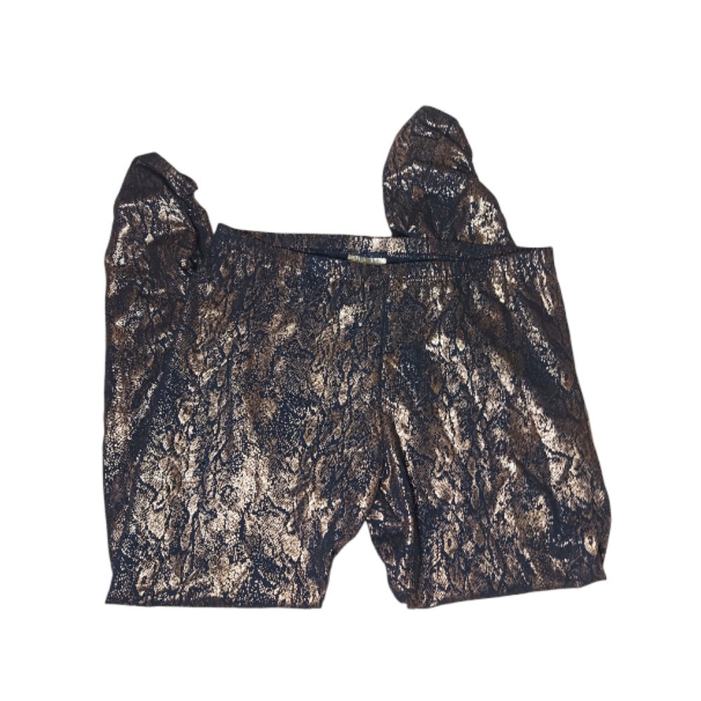 Tina Knowles Black & Gold Stretch Snakeskin Pattern Leggings